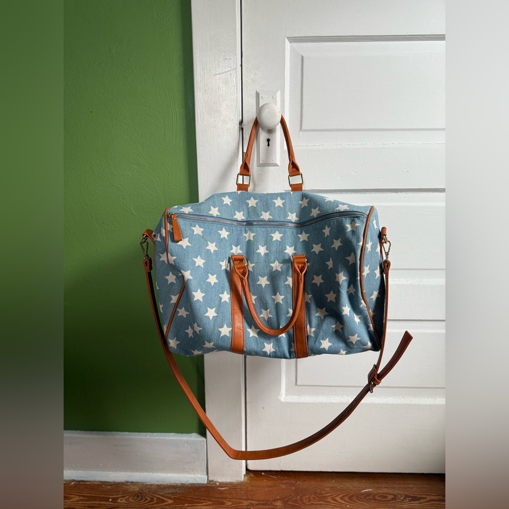 Distressed Denim Weekender Duffel